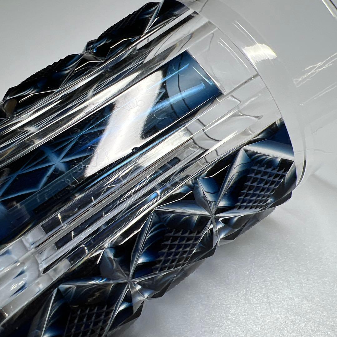 薩摩切子　島津磯斉　色被せ切子ガラス　タンブラーA 共箱　東Y7-1204☆2F