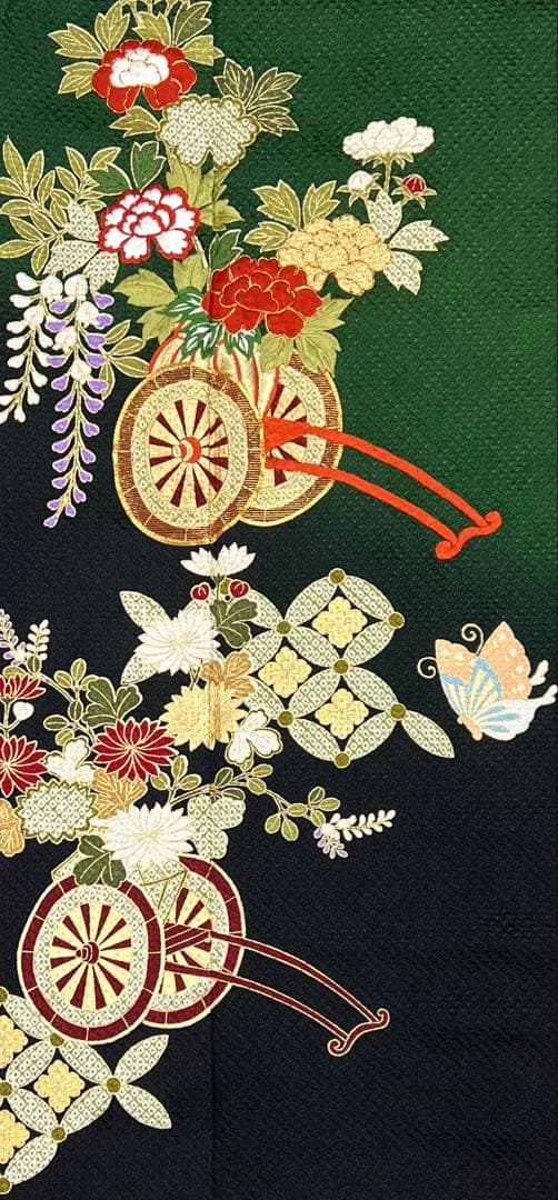 豪華　総絞り　振り袖　フルセット　別誂長襦袢付　金彩　刺繍　成人式　　緑　532