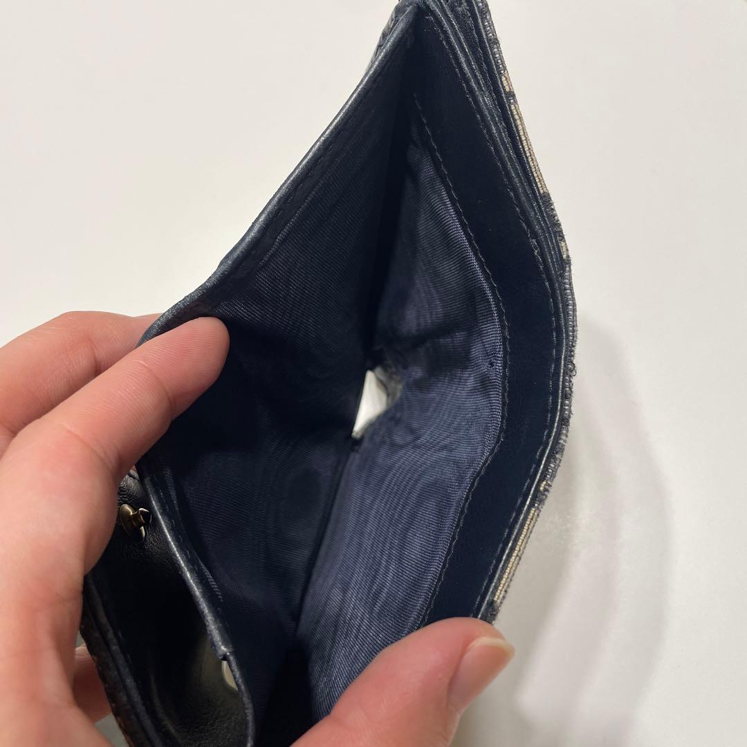 Dior 三つ折り財布 ベージュ/ネイビー　箱無し