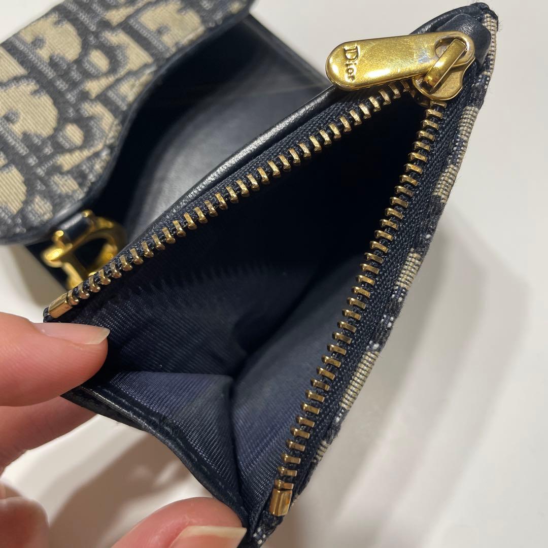 Dior 三つ折り財布 ベージュ/ネイビー　箱無し