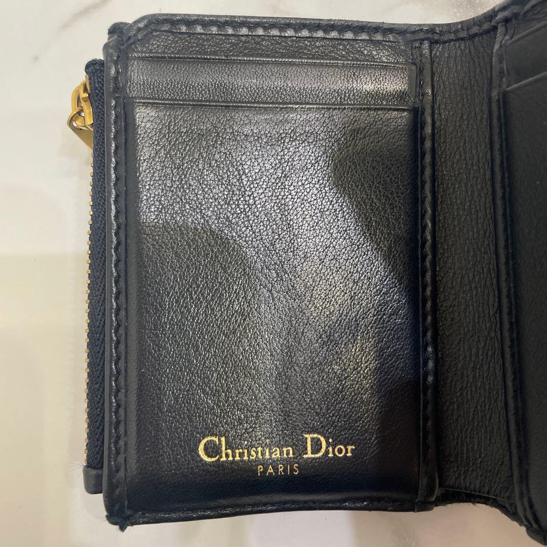 Dior 三つ折り財布 ベージュ/ネイビー　箱無し