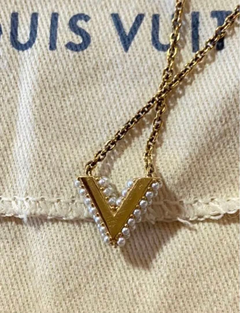 ルイヴィトン　エセンシャルV ネックレス　ゴールド　パール　限定