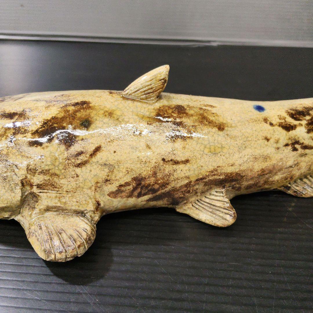 香楽 陶器製 鯰 書付有り なまず 時代