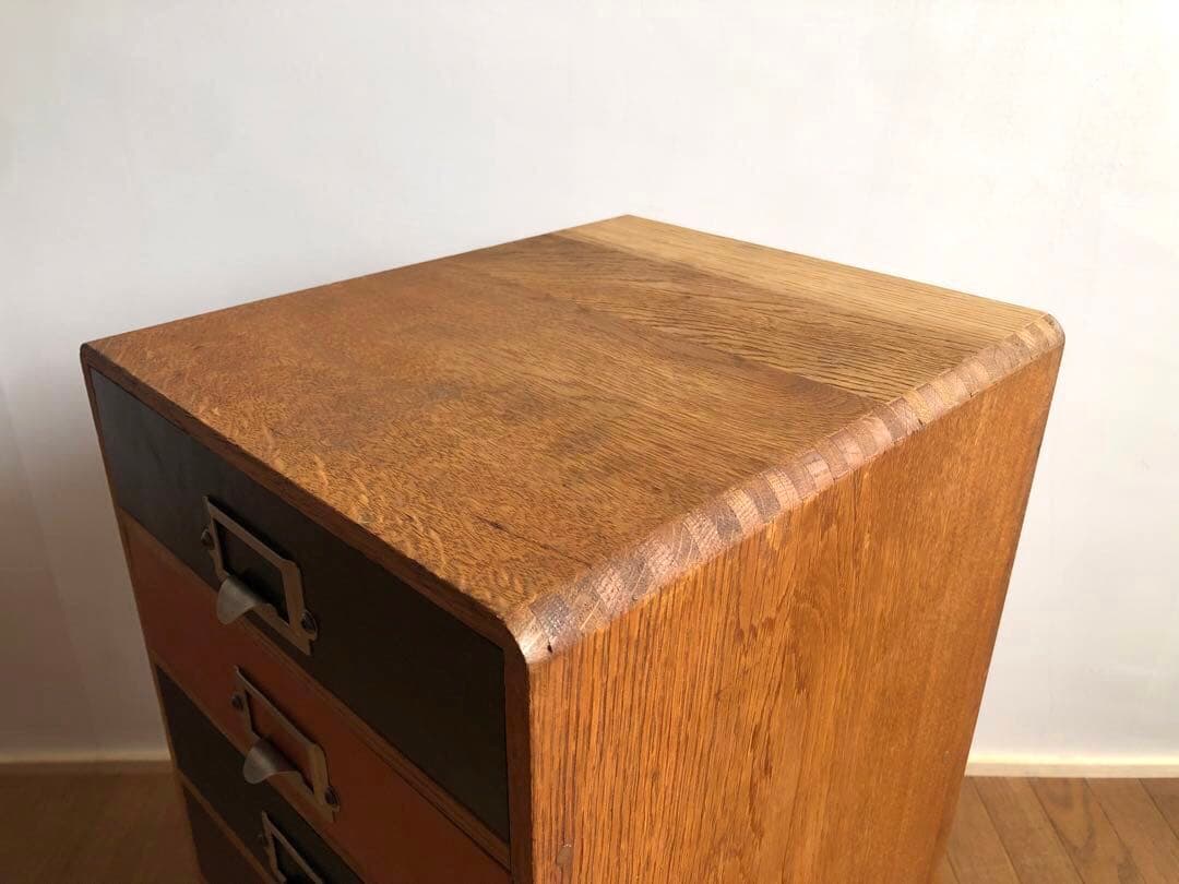 古家具 小引き出し 前面レザー張り アンティーク 古道具 収納棚 古民家 蚤の市