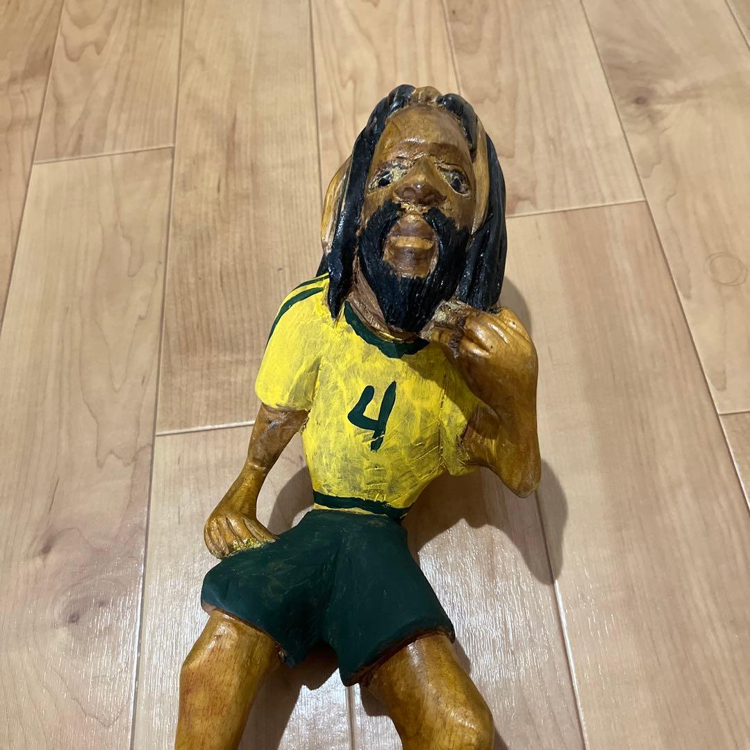 ジャマイカ　レゲエ　サッカー 木彫り　ボブマーリー ラスタ　90s