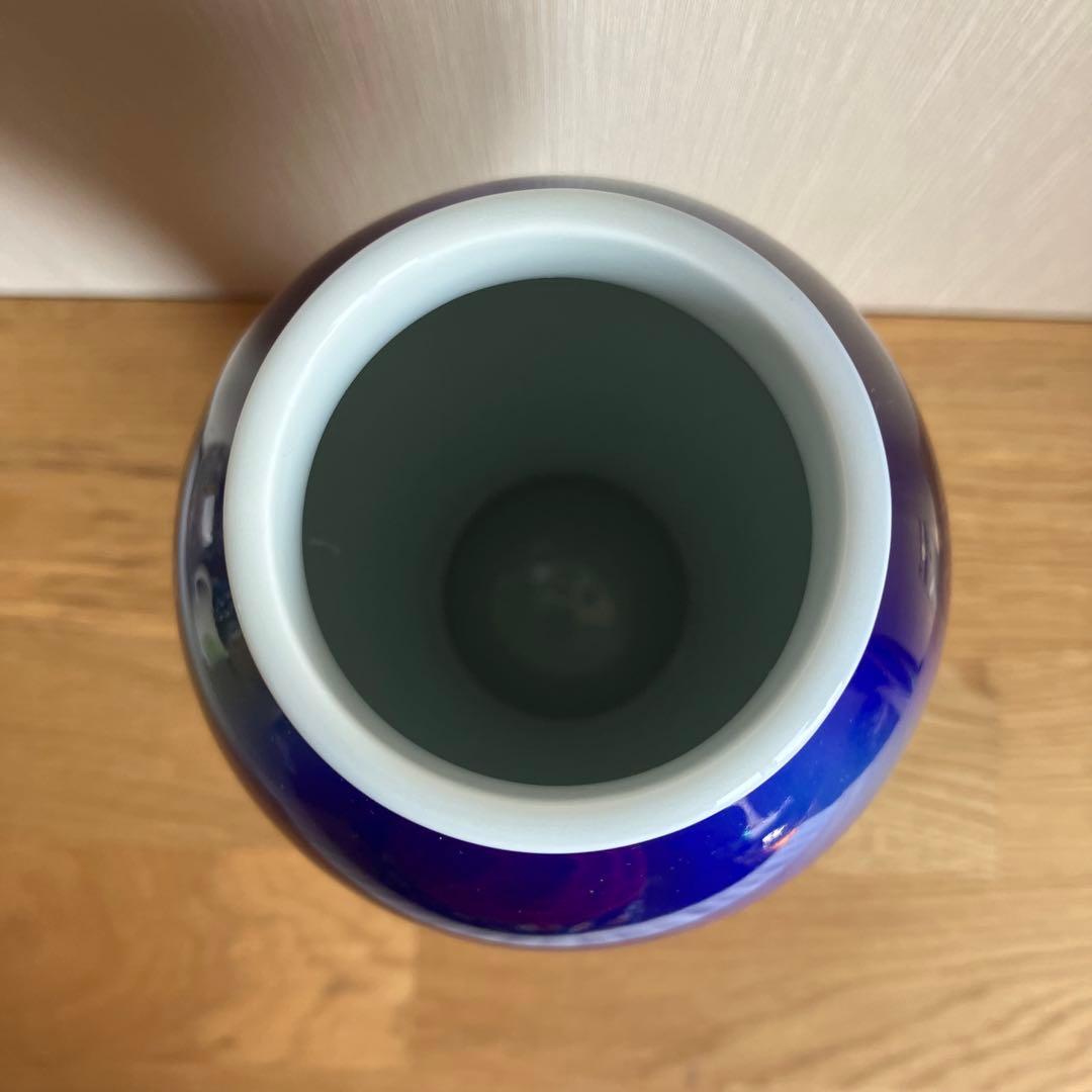 深川製磁　ルリ三彩　花瓶