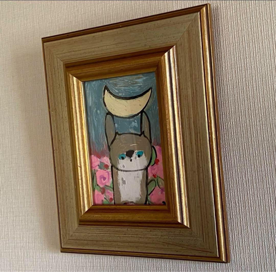 絵画。原画【かわいい猫が追随者の月と花の海を旅する】