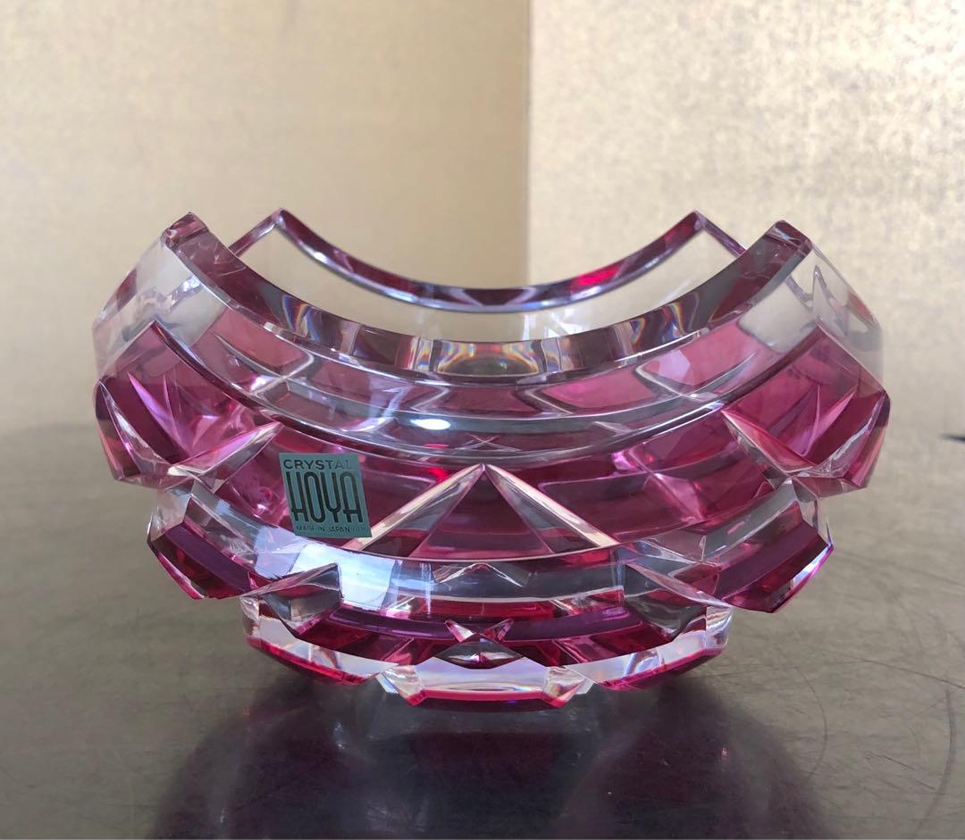《R》HOYA CRYSTAL 玻璃 赤被校倉四方切洗鉢 懐石 250707E1