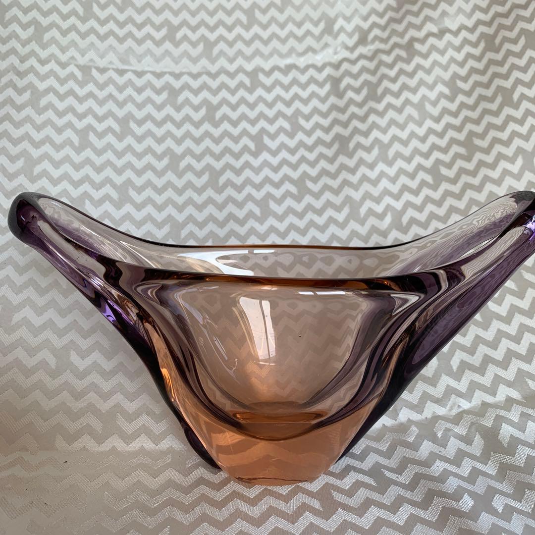 紫とオレンジのガラス花瓶 ムラノグラスアート　イタリア製　クリスマス