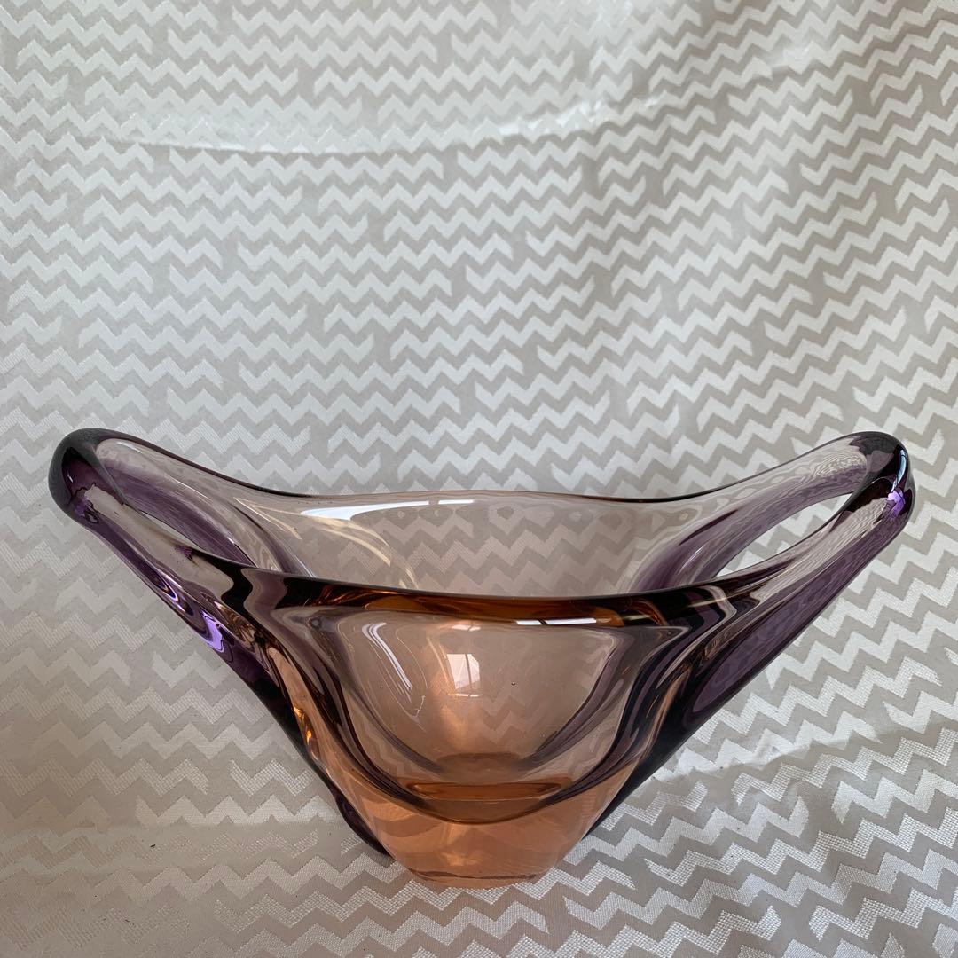 紫とオレンジのガラス花瓶 ムラノグラスアート　イタリア製　クリスマス