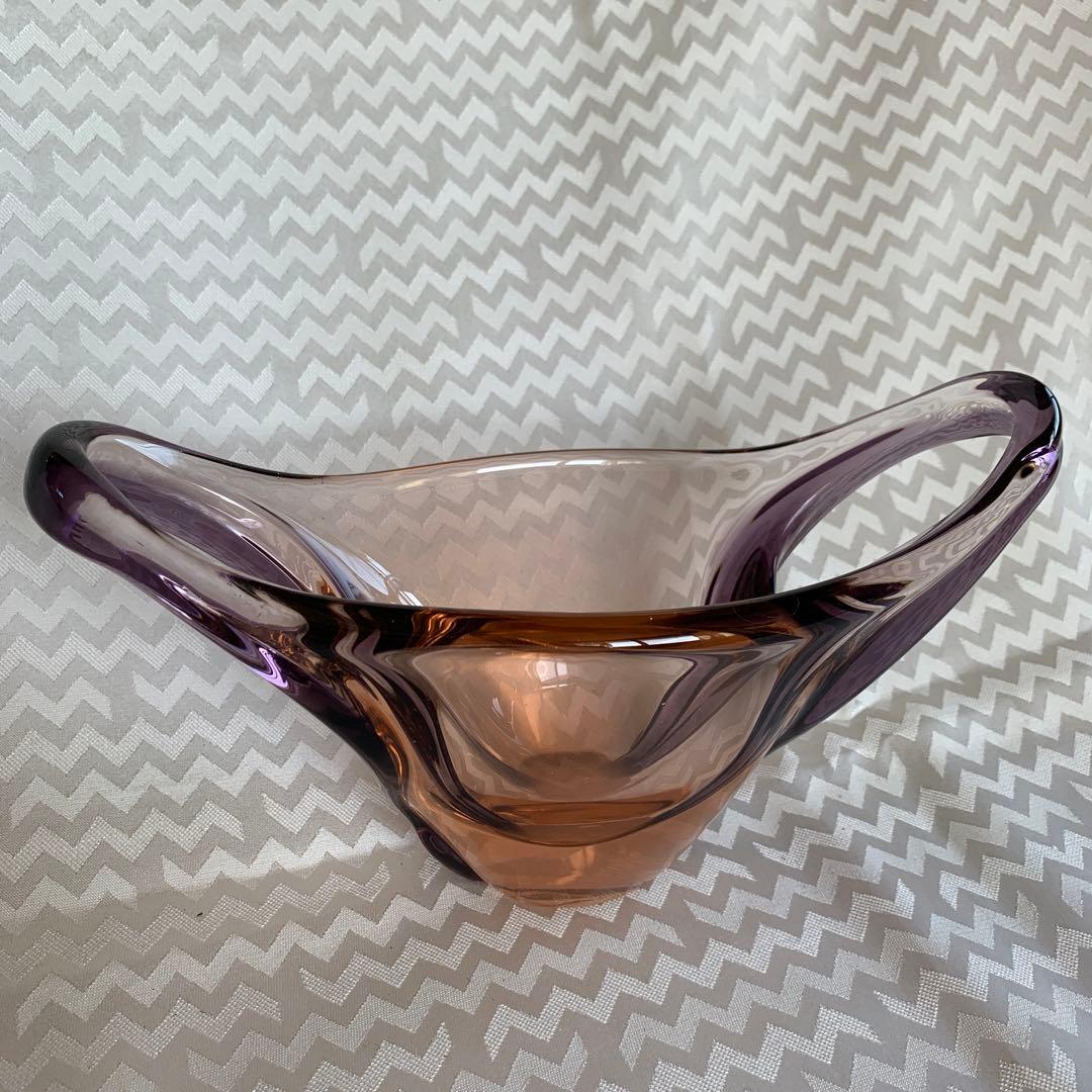 紫とオレンジのガラス花瓶 ムラノグラスアート　イタリア製　クリスマス