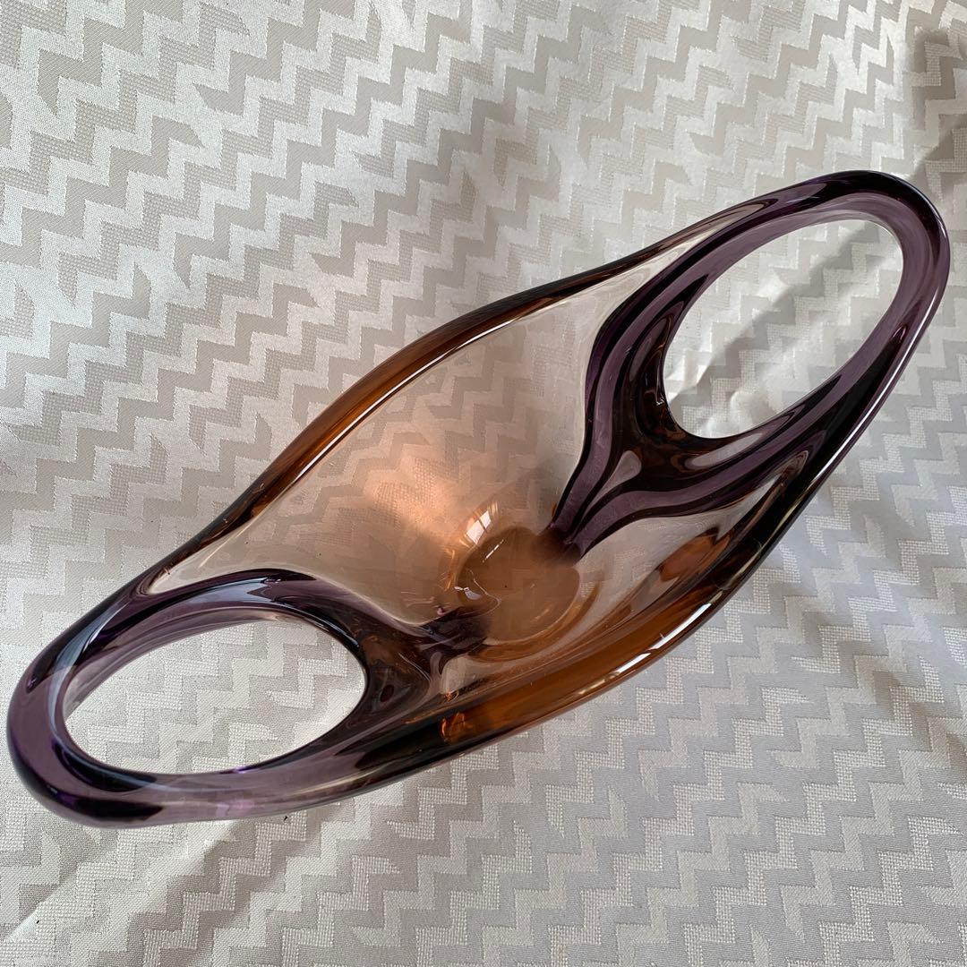 紫とオレンジのガラス花瓶 ムラノグラスアート　イタリア製　クリスマス