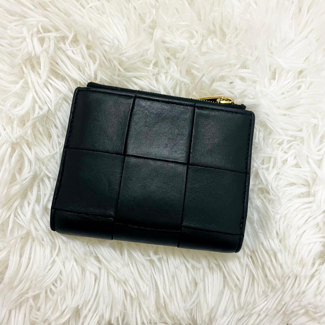極美✨ボッテガヴェネタ 二つ折り財布 カセット レザー 黒