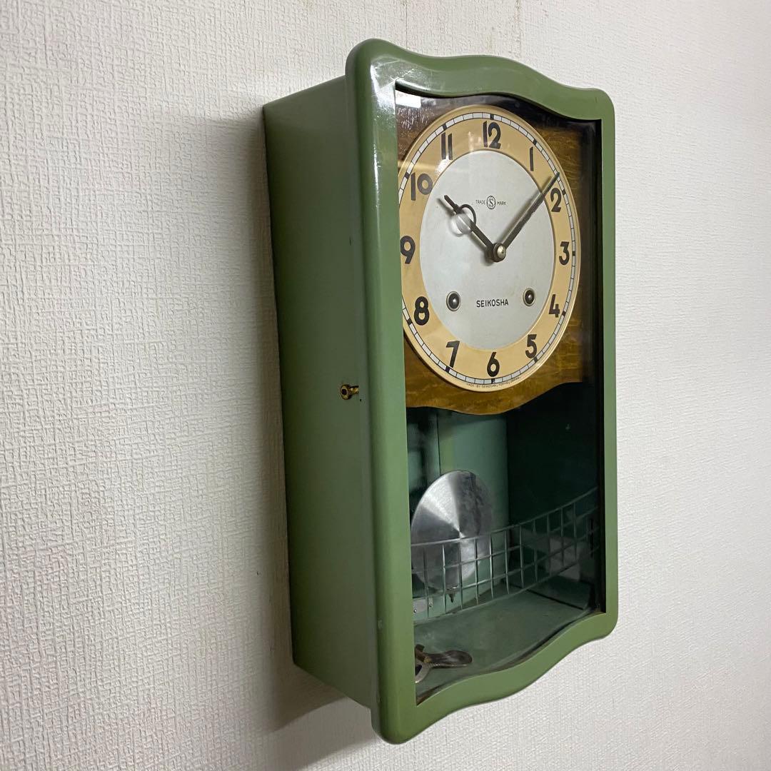 SEIKOSHA 昭和レトロ ゼンマイ時計 グリーン No.1753