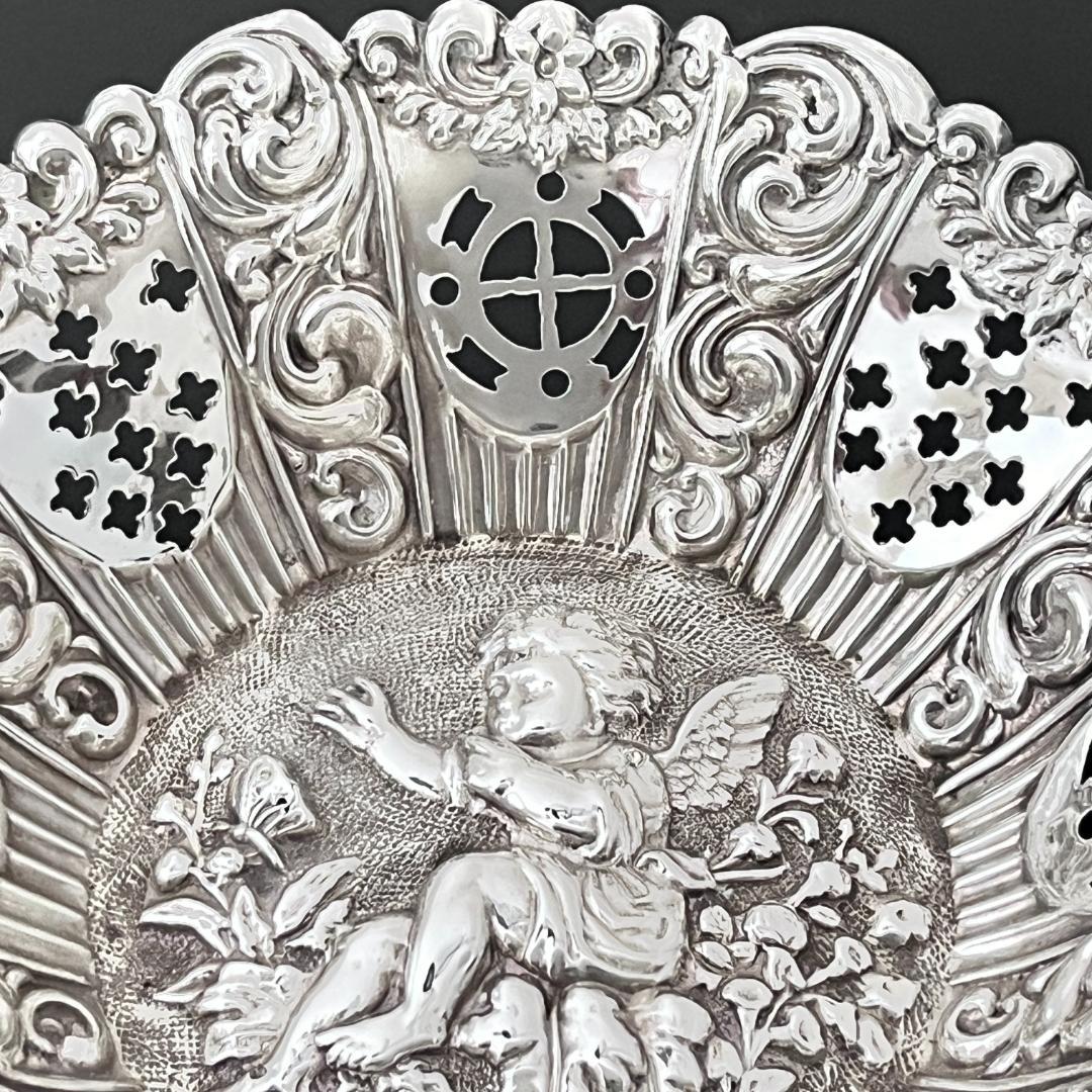 【英国】 【純銀】天使のボンボンディッシュ/ペア スターリングシルバー1897年