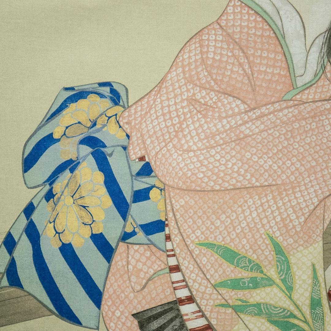 掛軸-1694　上村松園　娘深雪　シルクスクリーン　限定500部の内354番