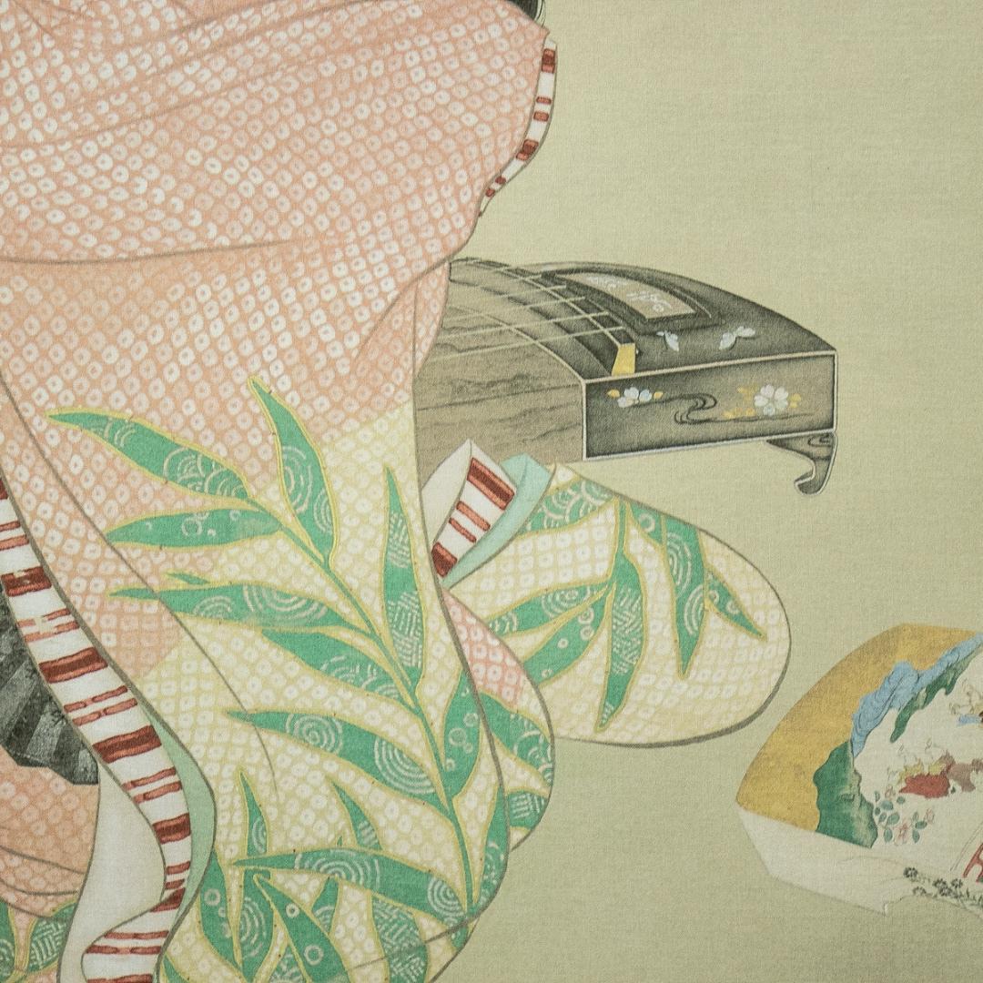 掛軸-1694　上村松園　娘深雪　シルクスクリーン　限定500部の内354番