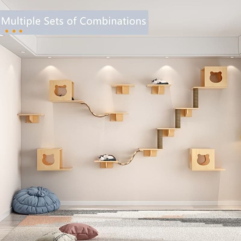 フォロー割【新品】猫用 壁掛け家具 屋内用 ソリッドウッド