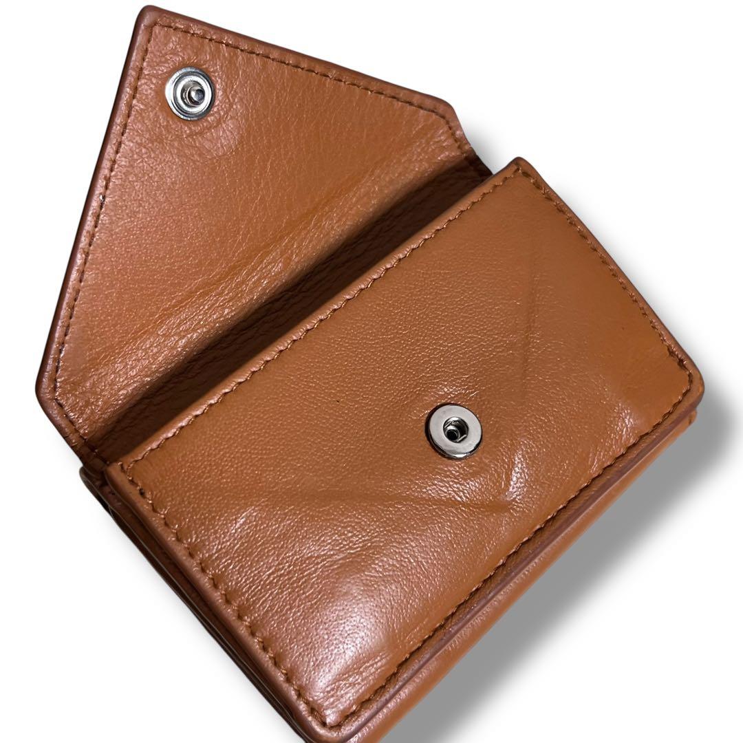 バレンシアガ　三つ折り財布　キャメル　ペーパーミニウォレット