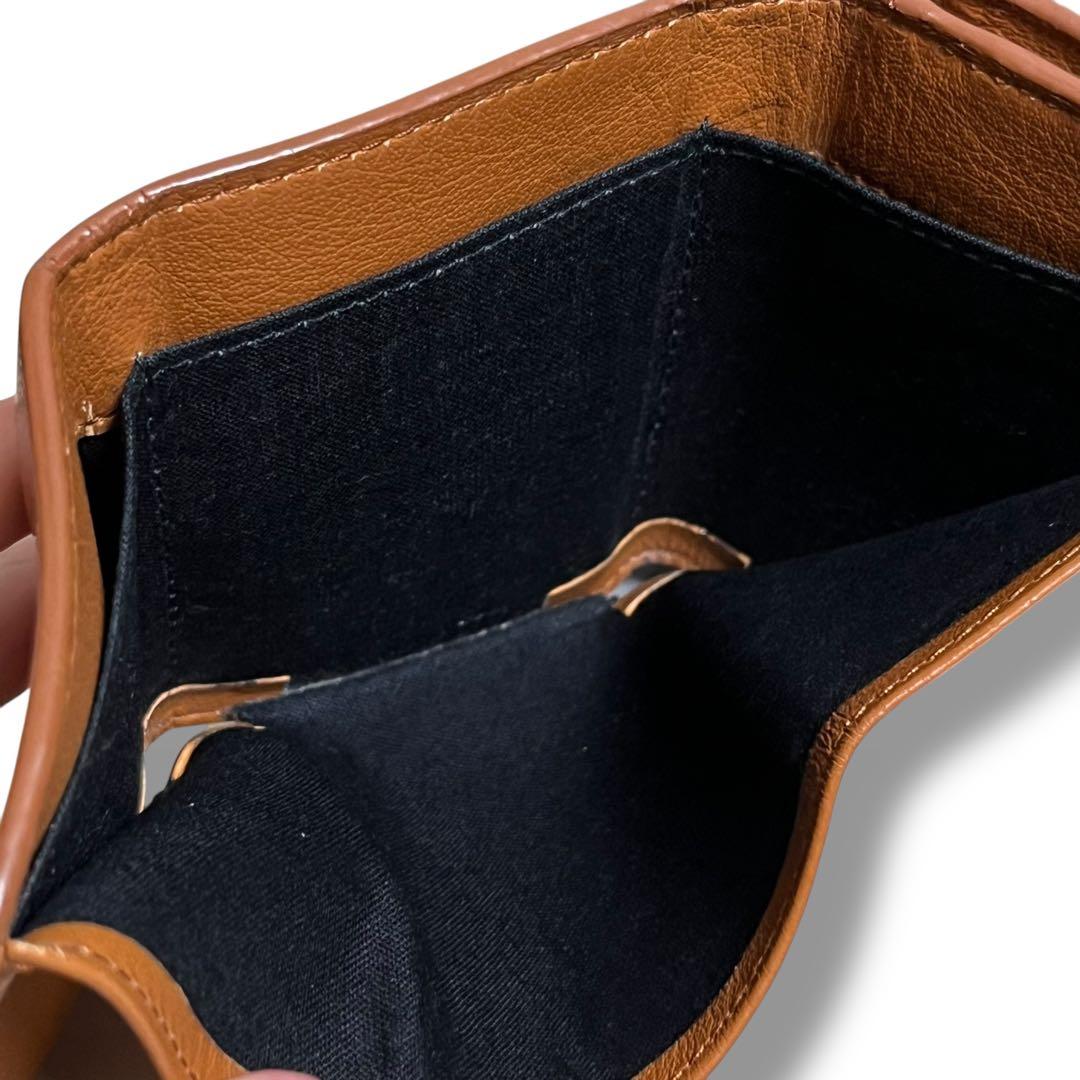 バレンシアガ　三つ折り財布　キャメル　ペーパーミニウォレット