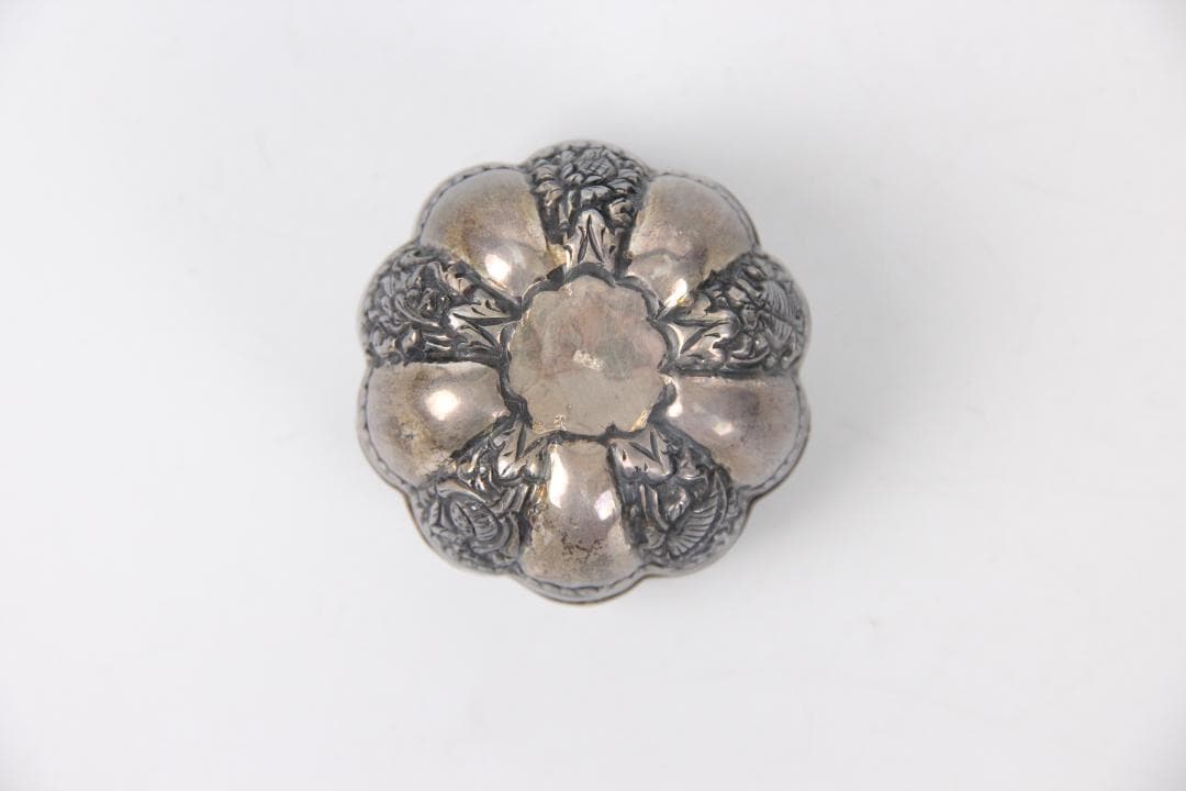 瓜形香合　龍鳳文　Silver925　落款　銀 重さ57.3g Eo15-1