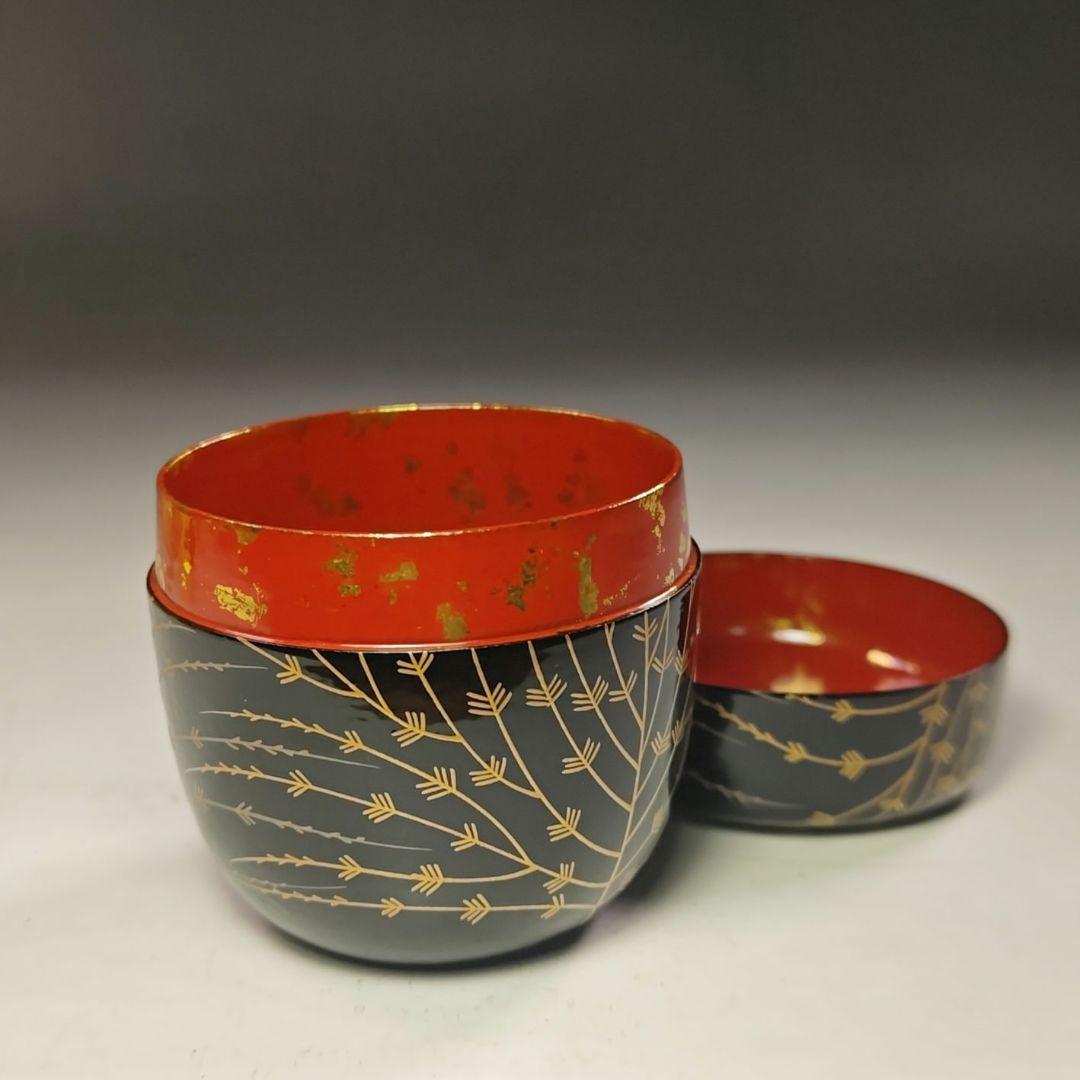 ウ262 棗『熊谷秀穂』『即中斎好　芽張柳蒔絵　大棗　共箱』漆塗　茶道具