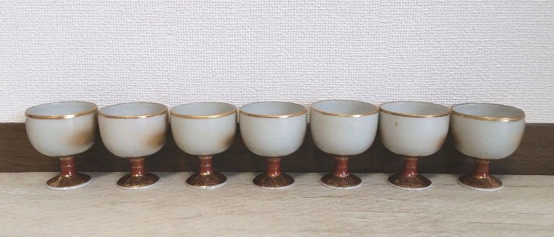 お値下げしました、九谷　七福神　洋杯　馬上盃　田村金星作