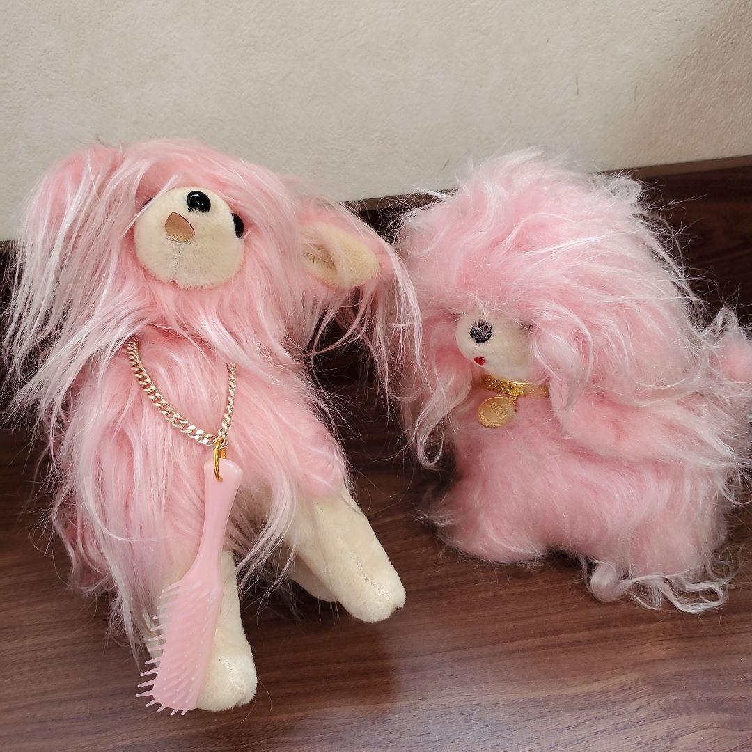 ☆ お手入れワンちゃん ぬいぐるみ ピンク 昭和レトロ 犬 ファンシー