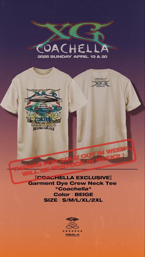 Y*A様 【会場限定】【即完グッズ】XG Coachella TシャツXL