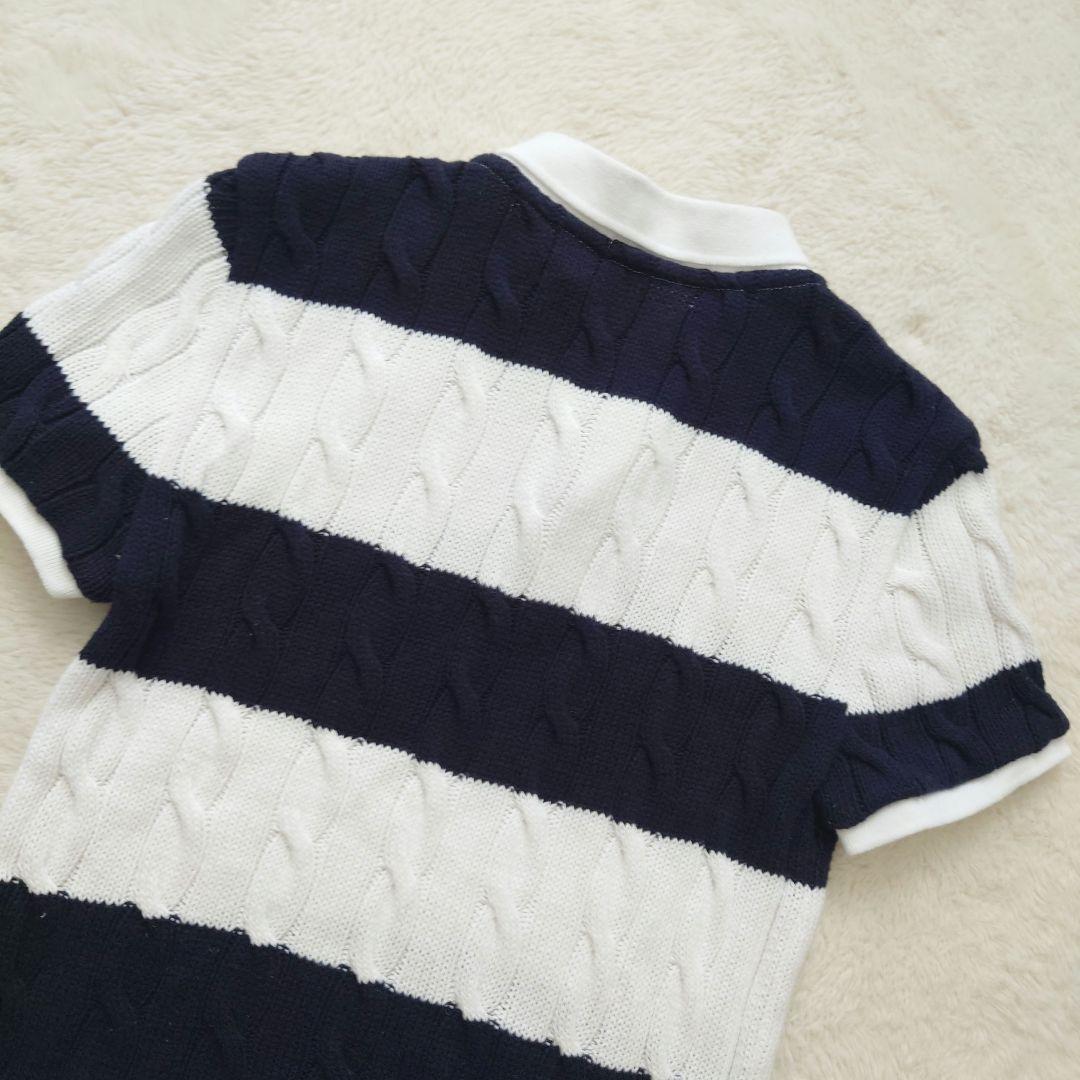 ポロラルフローレン コットン ボーダー ケーブルニット ポロシャツ