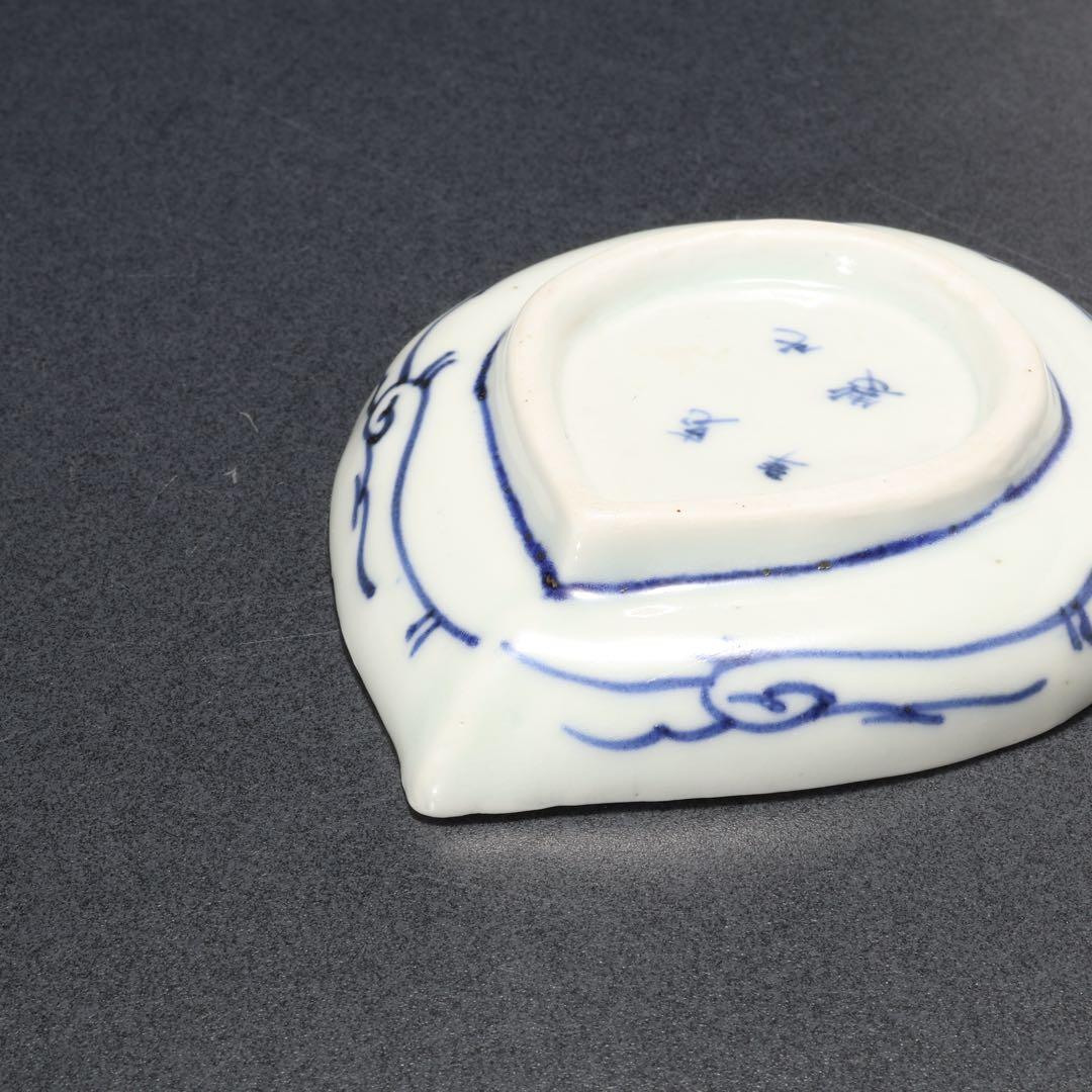 伊万里染付微塵唐草　しずく形豆皿５枚　骨董　古伊万里　R1663