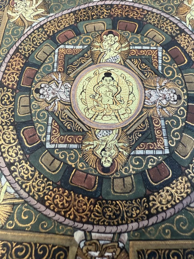 チベット　ネパール　手書き　タンカ　曼荼羅アート