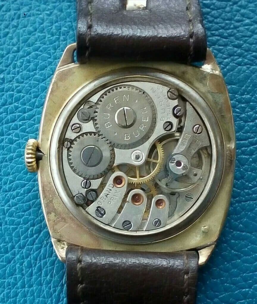 BUREN GRAND PRIX手巻き時計9k金無垢ケース1940s