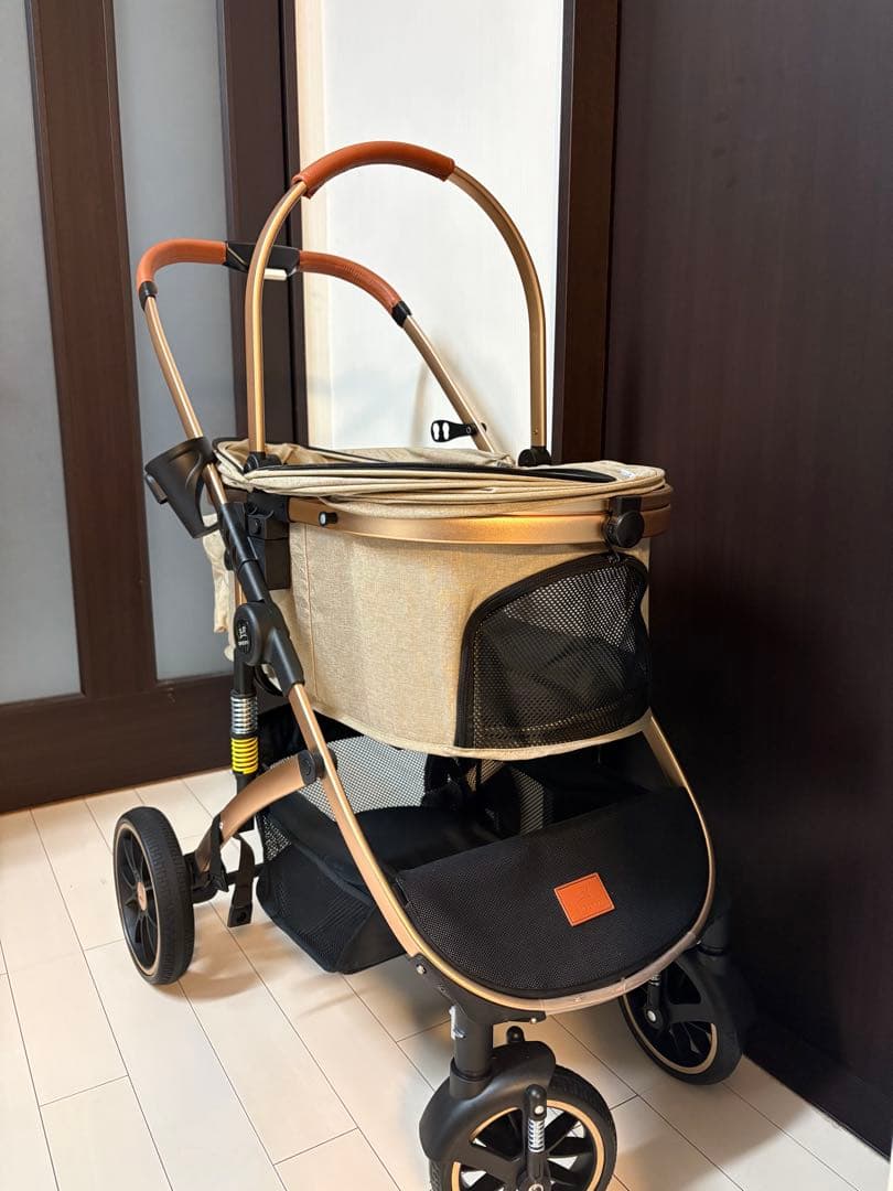 ベージュ キャンバス ペットカート