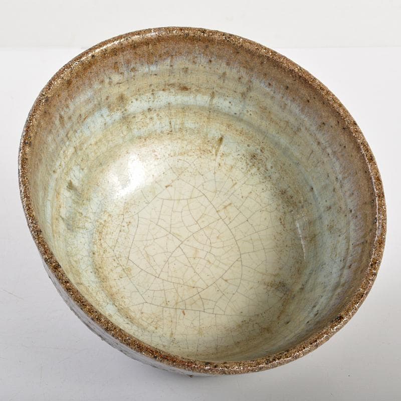 十三代中里太郎右衛門造　朝鮮唐津　茶碗　仕覆付　共布　鵬雲斎極め箱　DR6728