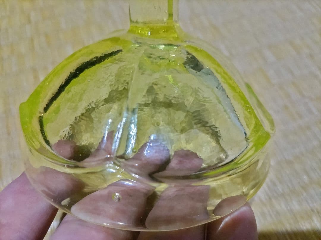 氷コップ　プレスガラス　美品　233g　無傷　ウランガラス