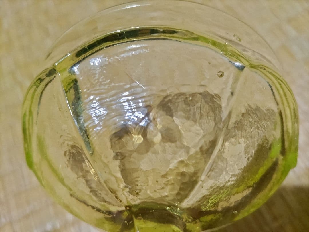 氷コップ　プレスガラス　美品　233g　無傷　ウランガラス