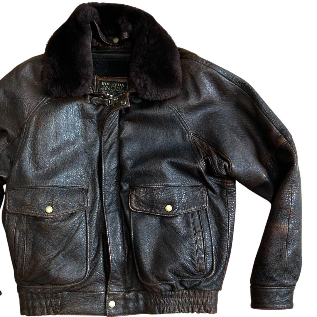 ★美品★ HOUSTON MB-2 レザー ボア着脱ライナー付 ラムレザー