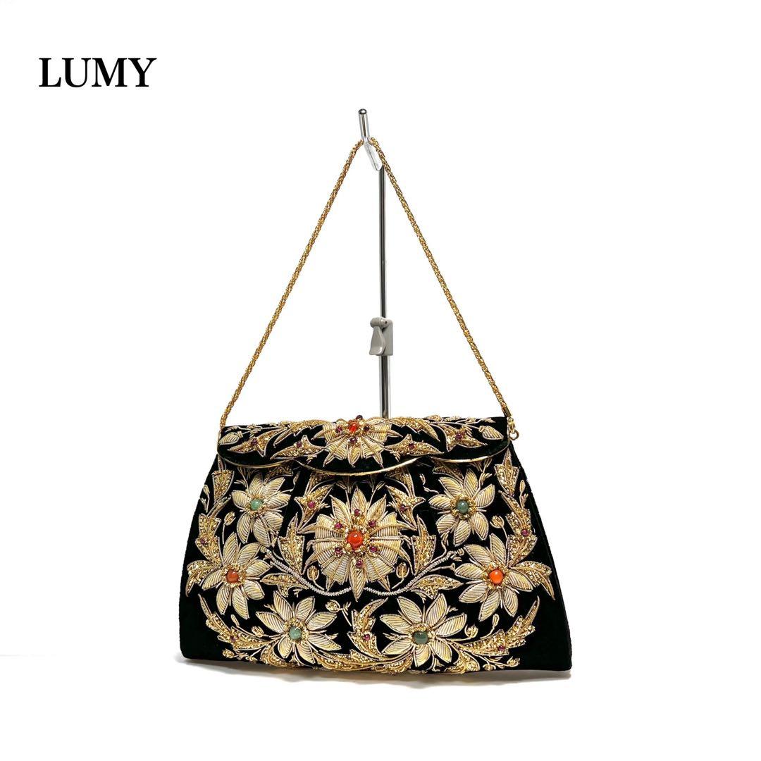 【美品】LUMY はしもと ルミー/ハンドバッグ ビーズバッグ パーティーバッグ