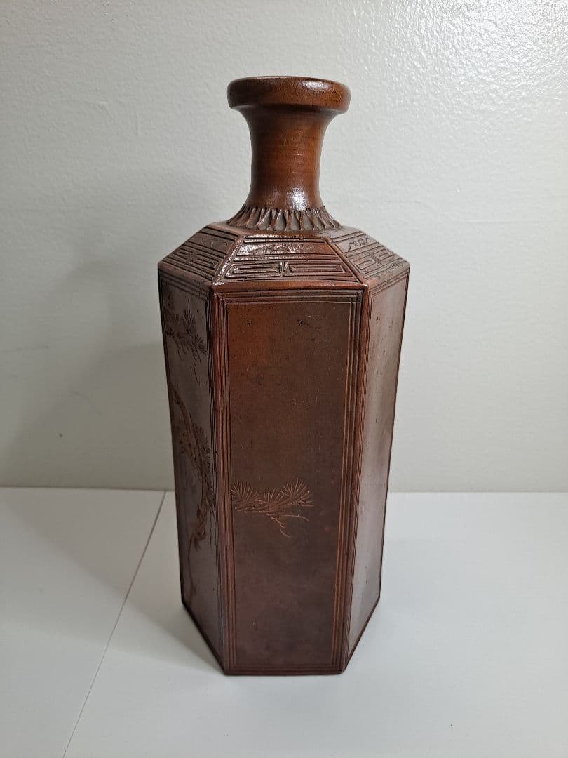 古備前 備前焼 希少 江戸幕末から明治 備前 竹文幾何学模様6角大徳利