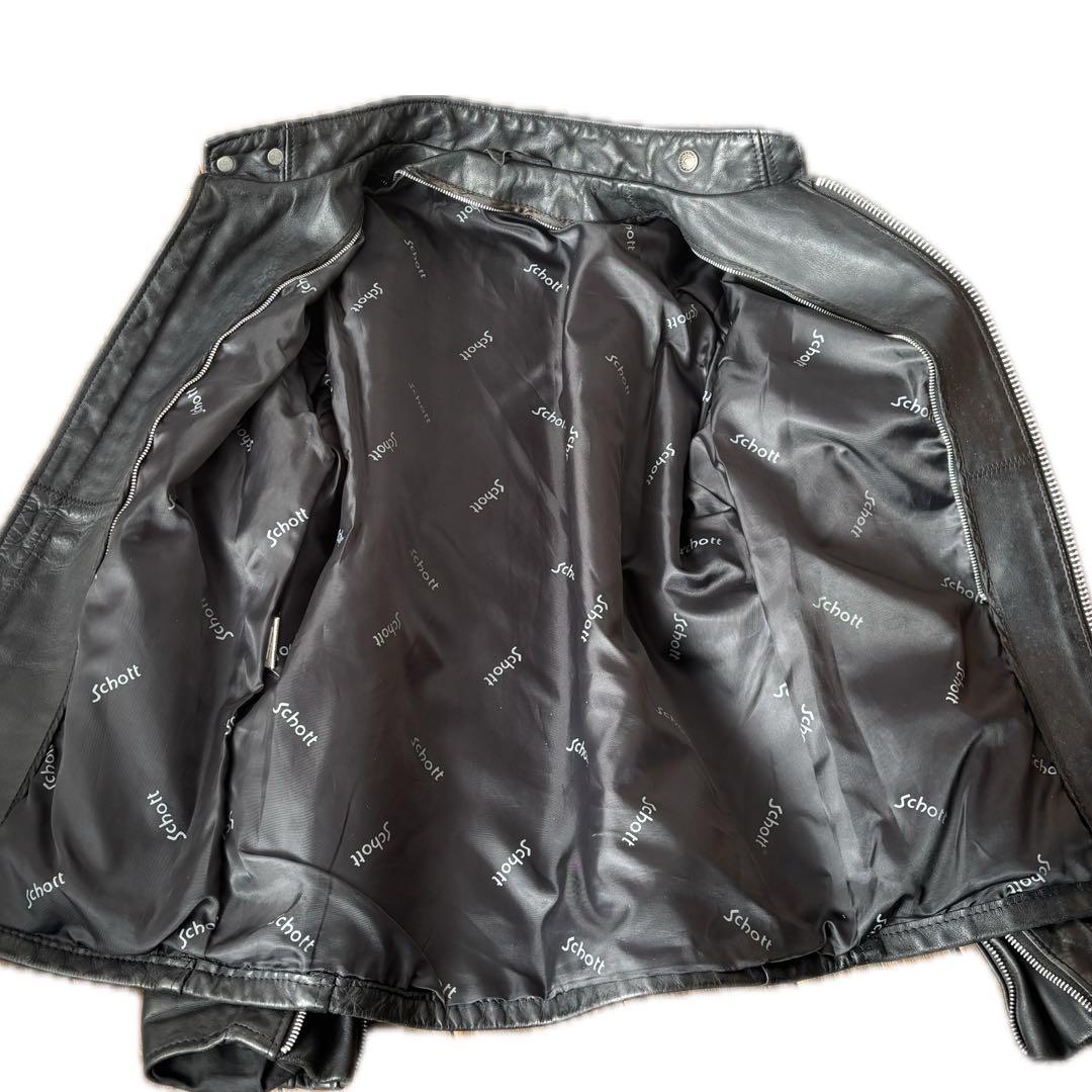 SCHOTT★シングルライダースジャケット 641U ボアライナー付 36タロン