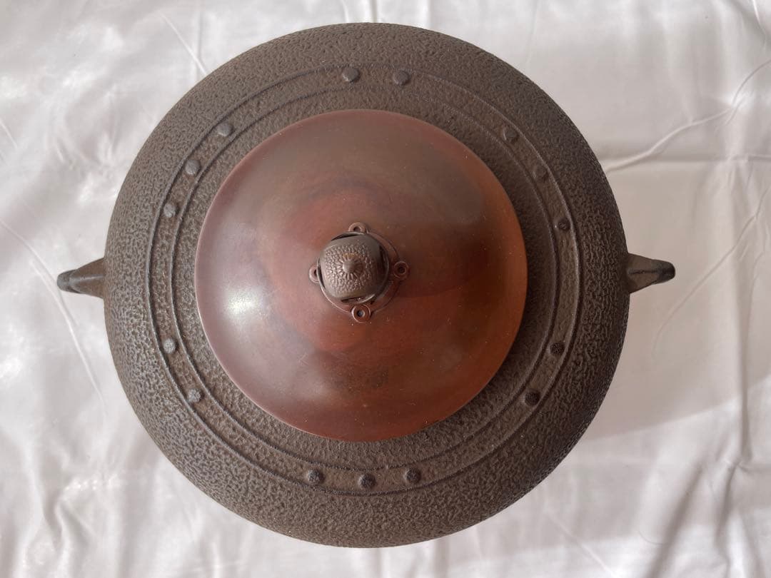 茶釜 萬代屋釜 釜師 橋本辰敏作 蓋付 茶道具 送料込み