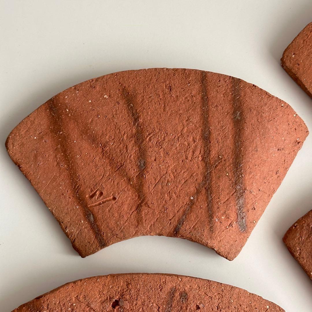 各見政峯 備前 皿 緋襷 扇面皿 5枚 共箱