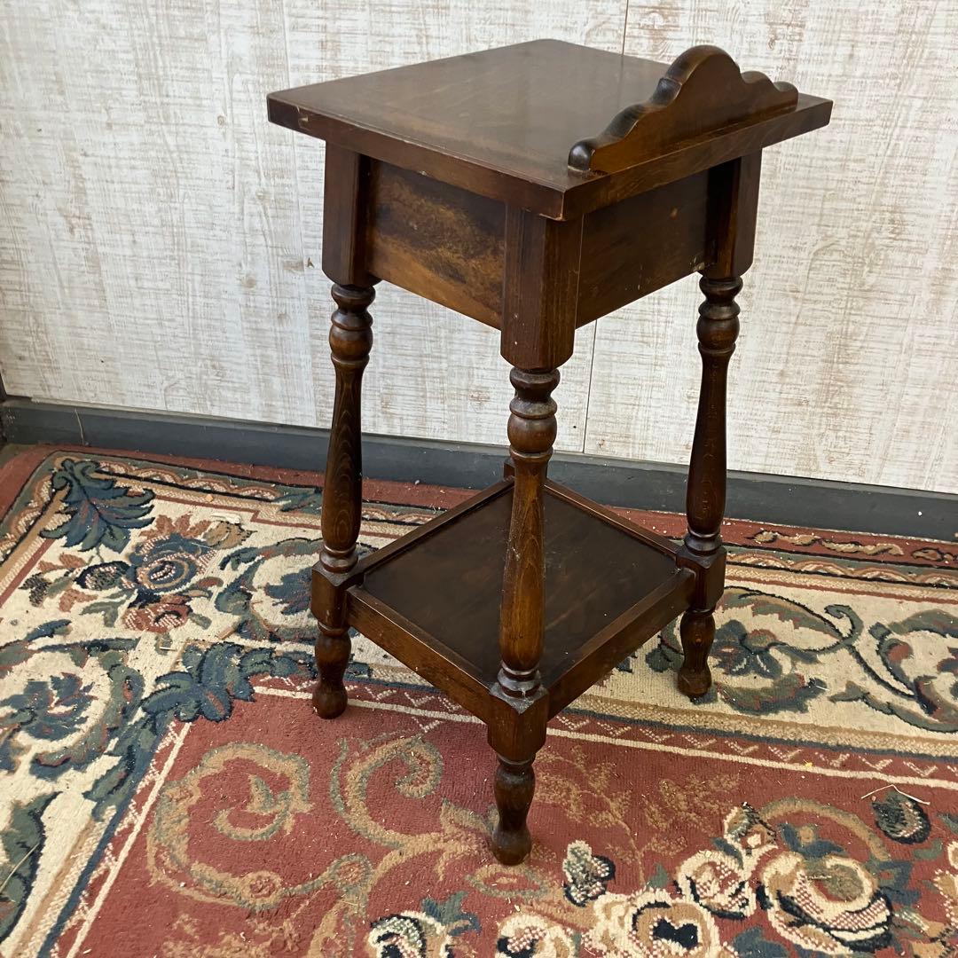 昭和レトロ 真和工芸 木製コンソールテーブル コールキャビネット 電話台 花台