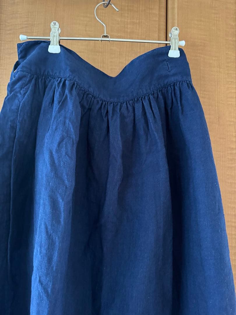 えみおわす　リネン　ラップスカート藍染
