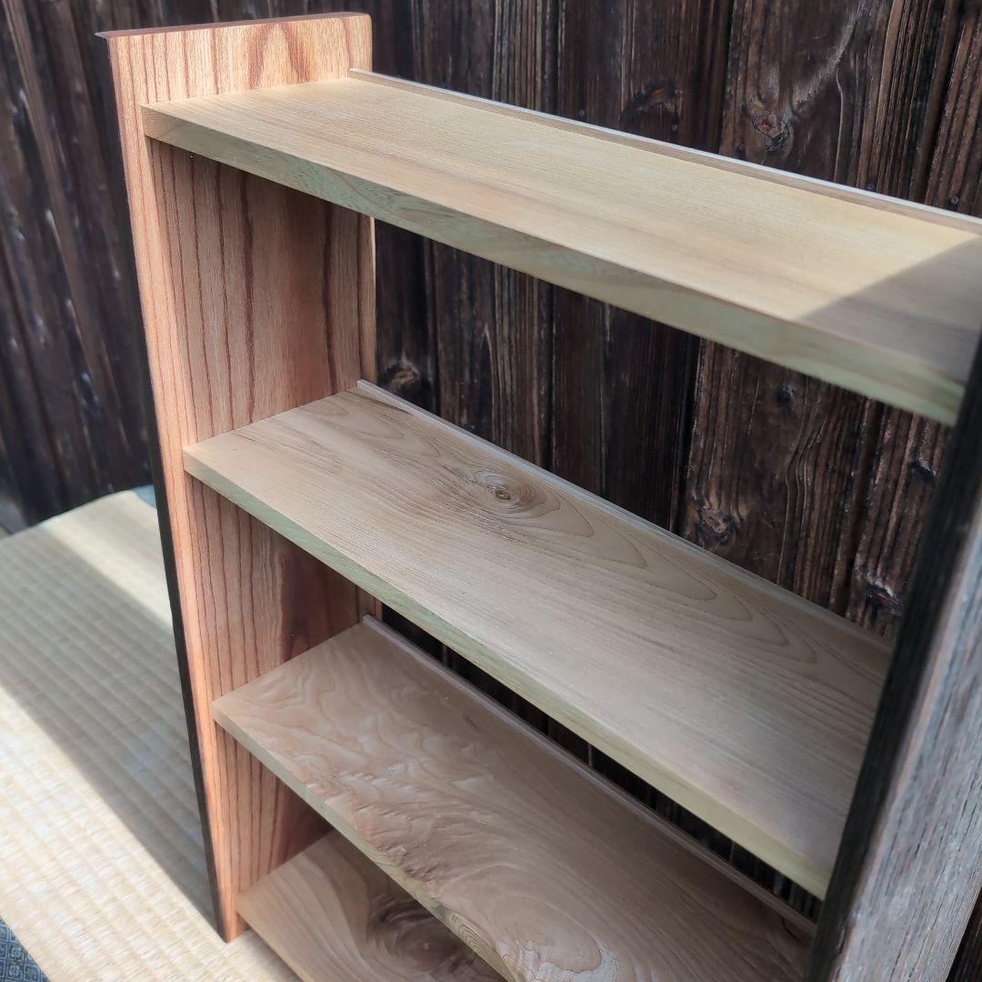 古材リメイク　欅と栗の文庫本ラック３段　オープンシェルフ　無垢の家具