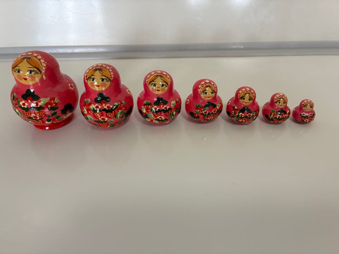 ロシア　ピンクのマトリョーシカ 8個セット