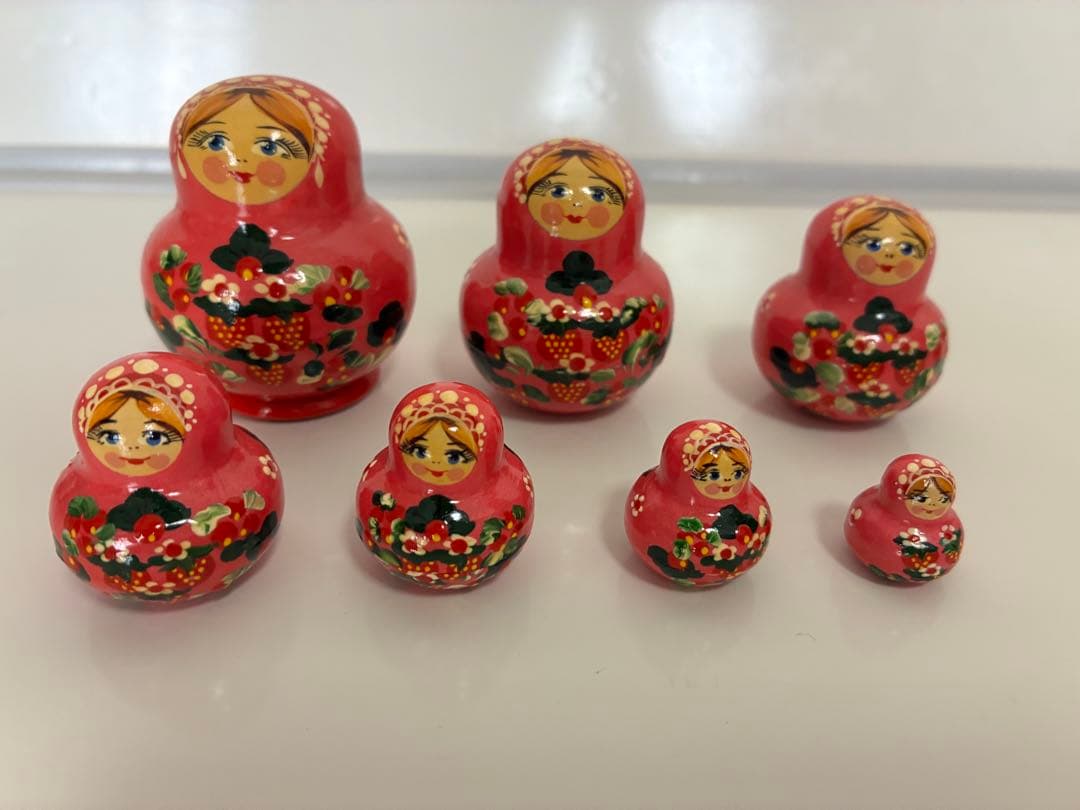 ロシア　ピンクのマトリョーシカ 8個セット