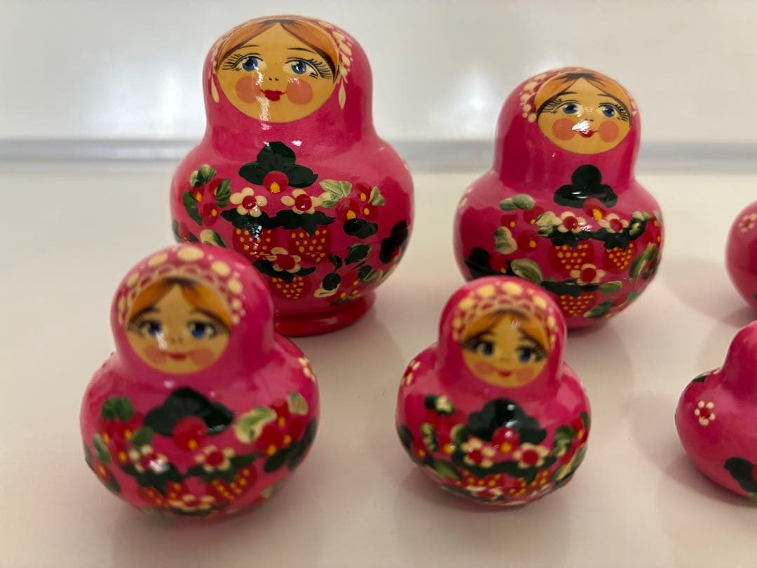ロシア　ピンクのマトリョーシカ 8個セット