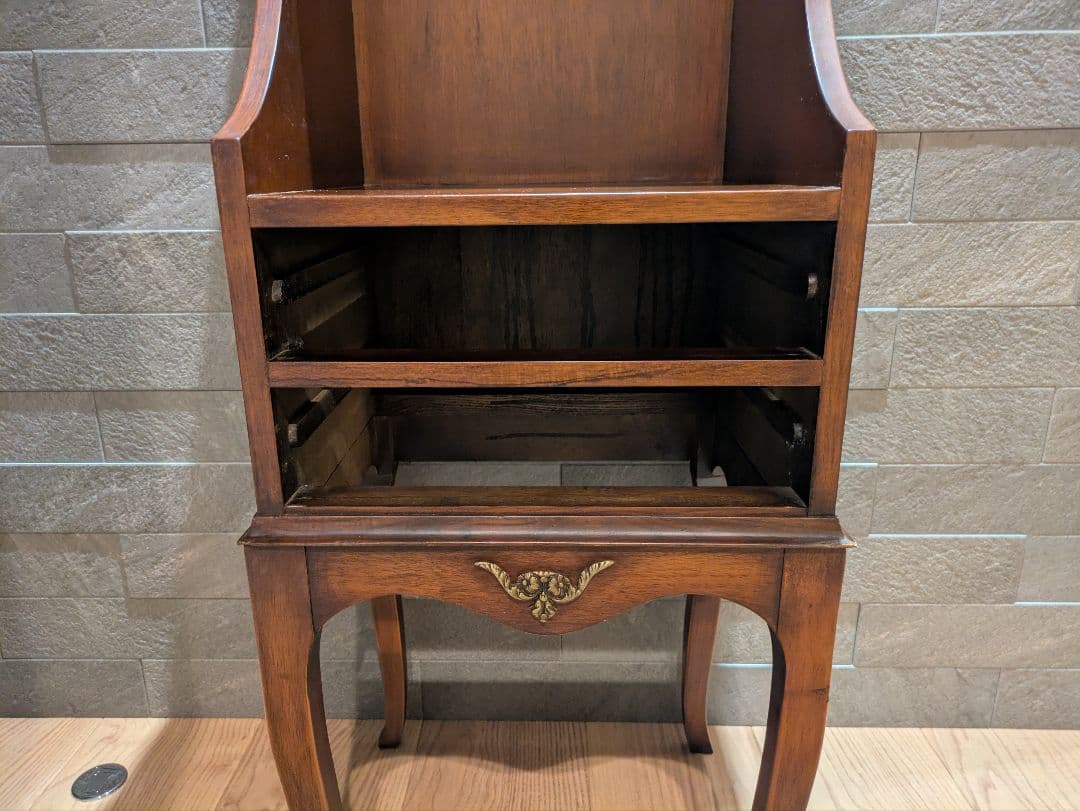 英国 猫脚 アンティーク調 キャビネット 飾り棚 引き出し付き コンソールラック